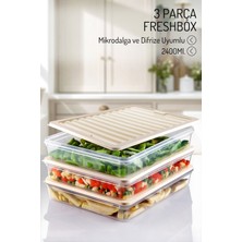 Nandy Home 3 Adet 2400ML. Freshbox Saklama Kabı Seti - Mikrodalga ve Difrize Uyumlu