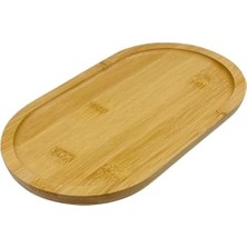 Aesco Bambu Yağdanlık Altlığı, Doğal Bambu Malzeme, Oval Şekil, 24X12 Cm, Çok Amaçlı Sunumluk Tepsi
