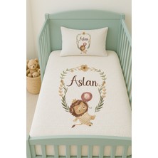 Lilabio %100 Pamuk Isme Özel Isimli 100X150 cm Pike Seti Aslan ve Balon