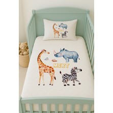 Lilabio %100 Pamuk Isme Özel Isimli 100X150 cm Pike Seti Zürafa ve Zebra