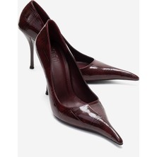 Luvi Luce Bordo Baskılı Sivri Burunlu Kadın Topuklu Ayakkabı