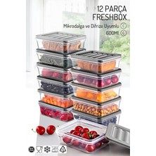 Nandy Home 12 Adet 600ML. Freshbox Saklama Kabı Seti - Mikrodalga ve Difrize Uyumlu