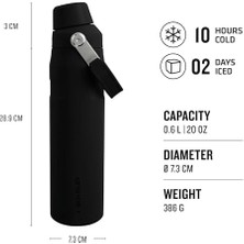 Aesco Aerolight Iceflow Içecek Şişesi, Siyah, 0.60 Litre