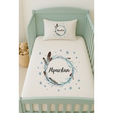 Lilabio %100 Pamuk Isme Özel Isimli 100X150 cm Pike Seti Kuş Tüyü Çemberi