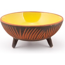 Aesco Dekoratif Sunum Kasesi, Seramik Ayaklı Sunum Kasesi, Servis Kasesi, Servis Tabağı, Kase, Tabak (Sarı, 20 Cm)