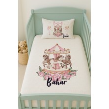Lilabio %100 Pamuk Isme Özel Isimli 100X150 cm Pike Seti Pembe Atlıkarınca