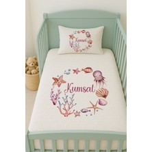 Lilabio %100 Pamuk Isme Özel Isimli 100X150 cm Pike Seti Denizyıldızları ve Ahtapot
