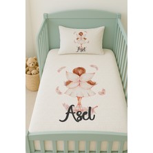 Lilabio %100 Pamuk Isme Özel Isimli 100X150 cm Pike Seti Küçük Peri