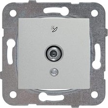 Aesco / Gümüş Uydu Prizi F Kon 10 Db Mekanizma+Düğme Kapak