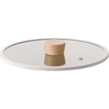 Aesco Fika 24CM Düz Silikon Çerçeveli Cam Kapak Bej