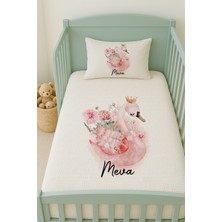 Lilabio %100 Pamuk Isme Özel Isimli 100X150 cm Pike Seti Prenses Kuğu