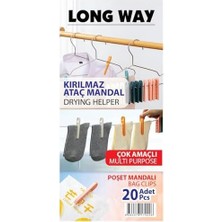 Aesco Long Way Paket, Poşet Mandalı,rüzgar Geçirmez Ataç Mandal Kırılmaz Iz Bırakmaz Çamaşır Mandalı