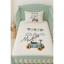 Lilabio %100 Pamuk Isme Özel Isimli 100X150 cm Pike Seti Araba ve Bayraklar