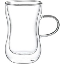 Aesco Vetro Borosilikat Çift Camlı Kulplu Çay Bardağı 150ML (2AD)