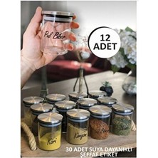 Kitchen Pembelia 12’li Borosilikat Cam 200ML Metal Vakumlu Kapaklı Baharatlık Seti Saklama Kabı