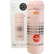 Shotay ST-8188 480ML Desenli Pembe Çelik Termos