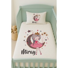 Lilabio %100 Pamuk Isme Özel Isimli 100X150 cm Pike Seti Ayda Oturan Prenses