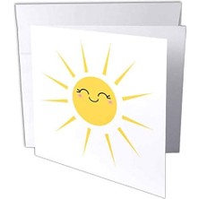 Aesco Gülümseyen Mutlu Güneş - Sevimli Kawaii Sarı Güneşli Gülen Yüz - Beyaz Üzerine Yazlık Güneş Işığı - Tebrik Kartları, 15 x 15 Cm, 12'li Set (GC_113063_2)