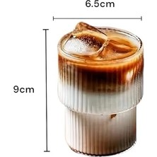 Aesco Origami Desenli Cam Içecek Bardağı, 200 Ml, 9 cm Yükseklik, Oluklu Tasarım, Şeffaf