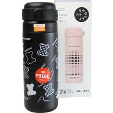 Shotay ST-8188 480ML Desenli Siyah Çelik Termos