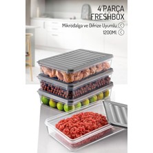 Nandy Home 4 Adet 1200ML. Freshbox Saklama Kabı Seti - Mikrodalga ve Difrize Uyumlu