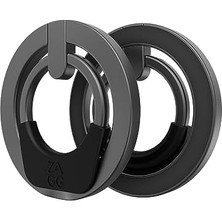 Aesco Halka Çıtçıt 360, Manyetik Halka Aksesuarı - 360 Derece Döndürme, Destek Çubuğu ile Güvenli Tutuş - Süper Güçlü Mıknatıs, Magsafe Cihazları ile Uyumlu, 14 ve Uyumlu Cihazlar, Siyah