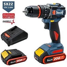 Stechend SX22-2X2.0 Akülü Kömürsüz Darbeli Matkap 20V 2.0AH 60NM