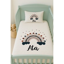 Lilabio %100 Pamuk Isme Özel Isimli 100X150 cm Pike Seti Puantiyeli Gökkuşağı