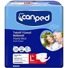 Canped Bel Bantlı Tekstil Yüzeyli Yetişkin Hasta Alt Bezi Gece Büyük Boy (L) | 14 Adet