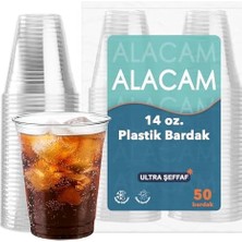 Aesco Alacam Şeffat Tek Kullanımlık Plastik Bardak, Soğuk Içecek, Limonata, Meyve Suyu, Parti Bardağı (14 Oz - 400 Ml)