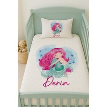 Lilabio %100 Pamuk Isme Özel Isimli 100X150 cm Pike Seti Mor Saçlı Denizkızı