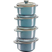 Aesco Mini Cocotte Set, 4'lü, Yuvarlak, Ceramic By