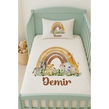 Lilabio %100 Pamuk Isme Özel Isimli 100X150 cm Pike Seti Gökkuşağı Safari