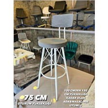 The Sandalye Shop Yeni Mila Tasarım Bar Sandalyesi Gri Babyface Kumaş.75 cm Oturum Yüksekliği
