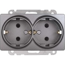 Aesco Life Granit Grisi Ikili Topraklı Priz Mekanizma ve Kapak