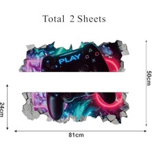 Aesco Duvar Çıkartmaları, Oyun Duvar Çıkartmaları, Erkek Çocuk Odası Için Oyun Duvar Stickerları, Büyük Boy 3D Oyun Duvar Çıkartmaları, Kendinden Yapışkanlı Oyun Kumandası Stickerı