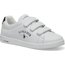 U.S. Polo Assn. Kadın Spor Ayakkabı Beyaz Kumaş Düz Taban Cırtlı Bağlama Özelliği ile