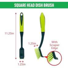 Aesco -Sol Fırça Seti - Ağır Hizmet Kılları ve Rahat Tutuşlu Uzun Saplı Temizleme Fırçaları - Mutfak, Ev ve Bulaşık Yıkama Için Temizleyiciler, 3 Parça