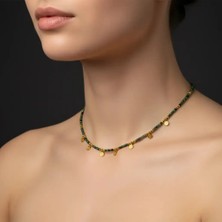 G&A Jewels Doğal Ruby Zoisit Boncuklu Kolye - 925 Ayar Gümüş & Altın Kaplama Charm'lı Kadınlar İçin Doğal Taş Takı, Zarif Hediye