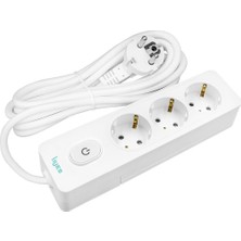 Aesco Üçlü Anahtarlı Topraklı Priz, 3m, Çocuk Korumalı