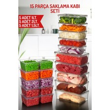 Nandy Home 15 Parça Saklama Kabı Seti - 1lt, 2lt ve 1,5lt. Saklama Kabı Seti - Difrizde Kullanıma Uygun