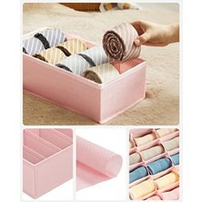 Aesco Iç Giyim Saklama Kutuları, Çekmece Organizatörü, Dolap Organizeri, Katlanabilir, Sütyen, Iç Çamaşırı, Çorap, Kravat Için Katlanır Kutu, Kumaş Kutu 4'lü Set Pembe, RUS04PK