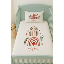 Lilabio %100 Pamuk Isme Özel Isimli 100X150 cm Pike Seti Çift Gökkuşağı