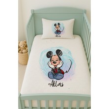 Lilabio %100 Pamuk Isme Özel Isimli 100X150 cm Pike Seti Mutlu Mickey