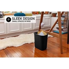 Aesco Solutions 3,25 Litre Yer Verimli Çöp Sepeti, Masa Altına ve Ticari Ofis, Mutfak, Ev Ofis ve Yatakhanede Dar Alanlara Uyar, Temizlemesi Kolay, Siyah