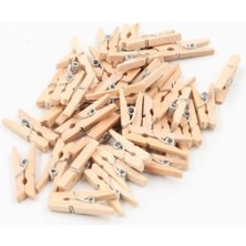 Aesco 24 Adet Mini Ahşap Not Mandalı,not Tutucu Dekoratif Mandal Çalışma Odası Ev Ofis Için Küçük Mandallar (Natural)