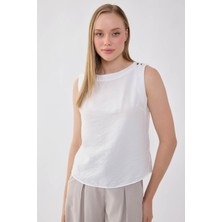 Vitrin Sıfır Kol Omuzu Düğmeli Bluz