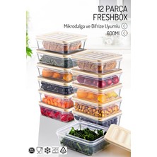 Nandy Home 12 Adet 600ML. Freshbox Saklama Kabı Seti - Mikrodalga ve Difrize Uyumlu