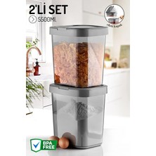 Nandy Home 2’li Mega Boy Click Kapaklı Saklama Kabı Seti – Erzak, Bakliyat, Düzenleyici - 5500ML.