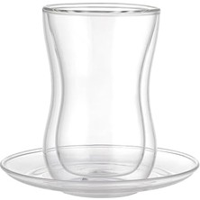 Aesco Vetro Borosilikat Çift Camlı Çay Bardağı Seti 150ML (4 Parça)